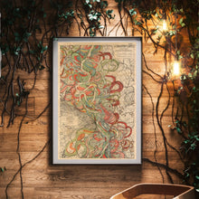 Load image into Gallery viewer, Harold Fisk Mississippi River Map Sheet 6 30&quot; x 45&quot; Fine Art Print Framed &amp; Hung In A Waiting Area
