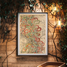 Load image into Gallery viewer, Harold Fisk Mississippi River Map Sheet 6 30" x 45" Fine Art Print Framed & Hung In A Waiting Area