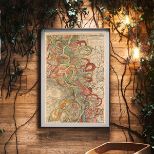 Harold Fisk Mississippi River Map Sheet 6 30" x 45" Fine Art Print Framed & Hung In A Waiting Area
