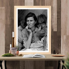 Load image into Gallery viewer, Dorothea Lange's Migrant Mother Framed Hanging Above A Table