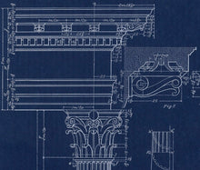 Load image into Gallery viewer, Corinthian Column Blueprint Architectural Drawing Closeup