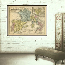 Load image into Gallery viewer, No.24 Map of France, Spain, Portugal & Italy Framed Hanging In A Boudoir