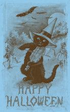 Load image into Gallery viewer, Vintage Halloween Fiddling Cat Art Print Warhol Color