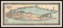 Load image into Gallery viewer, Vintage 1866 Long Island Travellers Map In A Simple Black Metal Frame