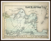Load image into Gallery viewer, 1873 Beer's Map Of East Hampton Fine Art Print Framed In A Simple Black Metal Frame