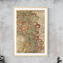 Load image into Gallery viewer, Harold Fisk Mississippi River Map Sheet 6 30" x 45" Fine Art Print Framed & Hung Above A Desk