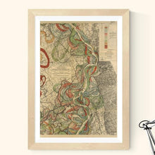 Load image into Gallery viewer, Harold Fisk Mississippi River Map Sheet 5 Hanging Above A Computer Desk