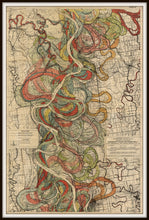 Load image into Gallery viewer, Harold Fisk Mississippi River Map Print Sheet 8 Framed In A Simple Black Metal Frame