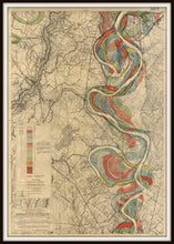 Load image into Gallery viewer, Harold Fisk Mississippi River Map Print Sheet 14 Framed In A Simple Black Frame