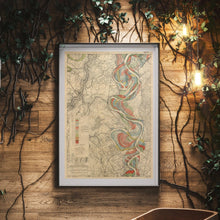 Load image into Gallery viewer, Harold Fisk Mississippi River Map Sheet 15 Framed &amp; Hanging In A Waiting Area
