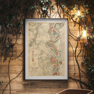 Harold Fisk Mississippi River Map Sheet 15 Framed & Hanging In A Waiting Area