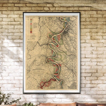 Load image into Gallery viewer, Harold Fisk Mississippi River Map Sheet 15 Framed &amp; Hanging In A Sun Room
