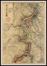 Load image into Gallery viewer, Harold Fisk Mississippi River Map Sheet 15 In A Simple Black Metal Frame
