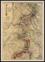 Load image into Gallery viewer, Harold Fisk Mississippi River Map Sheet 15 In A Simple Black Metal Frame
