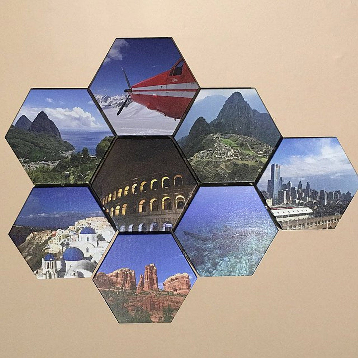 Multi Photo Collage Simple Modern Hexagon Pattern Laptop Sleeve