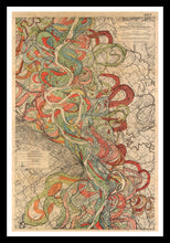 Load image into Gallery viewer, Harold Fisk Sheet 6 Mississippi River Map in a simple black frame
