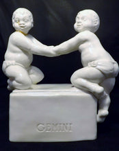 Load image into Gallery viewer, Vintage Signed Bisque Cacciapuoti Porcelain Gemini Collectible Figurine Front View