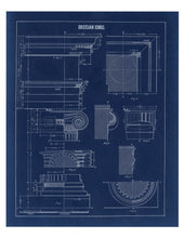 Load image into Gallery viewer, Grecian Ionic Column Parts Blueprint Architectural Drawing Art Print