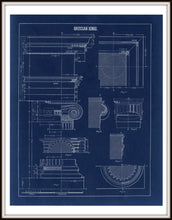 Load image into Gallery viewer, Grecian Ionic Column Parts Blueprint Architectural Drawing Art Print Framed