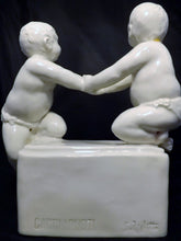 Load image into Gallery viewer, Vintage Signed Bisque Cacciapuoti Porcelain Gemini Collectible Figurine Rear View
