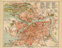 Load image into Gallery viewer, St. Petersburg Russia Vintage Map Print