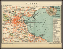 Load image into Gallery viewer, Dublin Ireland Early 1900s Map Print In A Simple Black Metal Frame