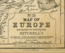 Load image into Gallery viewer, Mitchell's No. 21 1852 Map of Europe & Russia Reproduction Art Print