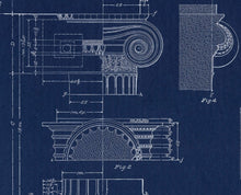 Load image into Gallery viewer, Grecian Ionic Column Parts Blueprint Architectural Drawing Art Print Closeup