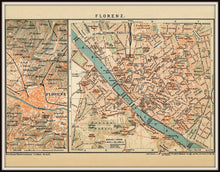 Load image into Gallery viewer, Florence Italy Vintage Map Print In A Simple Black Metal Frame