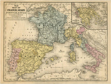 Load image into Gallery viewer, No.24 Map of France, Spain, Portugal & Italy Art Print