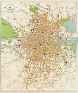 Bacon's Plan of Dublin Ireland & Suburbs Map Print