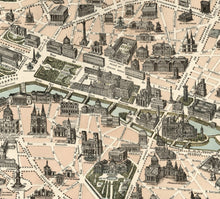 Load image into Gallery viewer, Nouveau Paris Monumental Vintage Map Print Closeup