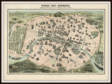 Load image into Gallery viewer, Nouveau Paris Monumental Vintage Map Print In A Simple Black Metal Frame