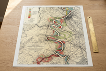 Load image into Gallery viewer, AI-generated illustrative paper print mockup on a wood table with scale reference; appearance and scale are approximate.
