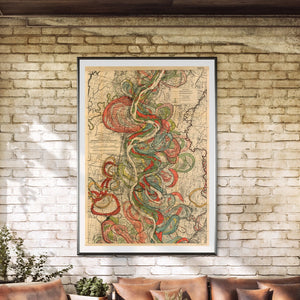 Harold Fisk Mississippi River Map Sheet 10 Framed Hanging In A Sun Room