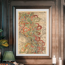 Load image into Gallery viewer, Harold Fisk Mississippi River Map Fine Art Print Sheet 6 Framed &amp; Hung In A Library
