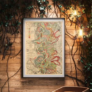 Harold Fisk Mississippi River Map Print Sheet 7 Framed Hanging In A Waiting Area