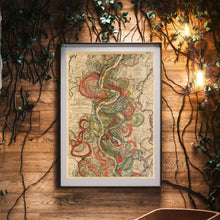 Load image into Gallery viewer, Harold Fisk Mississippi River Map Sheet 10 Framed Hanging In A Waiting Area
