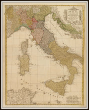 Load image into Gallery viewer, Vintage Italy Map Print From 1790 In A Simple Black Metal Frame
