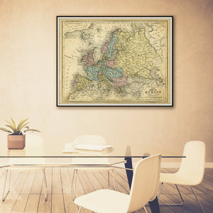Mitchell's No. 21 1852 Map of Europe & Russia Reproduction Art Print