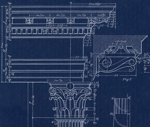 Corinthian Column Blueprint Architectural Drawing Closeup