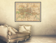 Load image into Gallery viewer, 1813 London Map Print Framed Hanging In A Dressing Room
