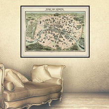 Load image into Gallery viewer, Nouveau Paris Monumental Vintage Map Print Framed Hanging In A Dressing Room
