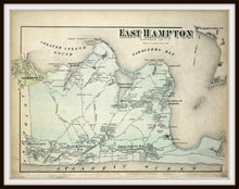 Load image into Gallery viewer, 1873 Beer&#39;s Map Of East Hampton Fine Art Print Framed In A Simple Black Metal Frame
