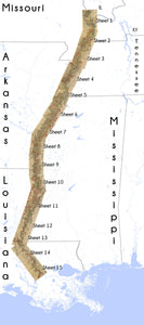 Harold Fisk 15 Mississippi River Maps superimposed over a US map