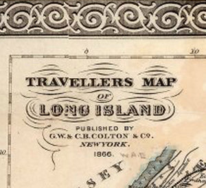 Vintage 1866 Long Island Travellers Map Nameplate