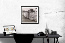 Load image into Gallery viewer, Dorothea Lange Kern County CA Gas Station AIR Sign  Framed Hanging Above A Desk
