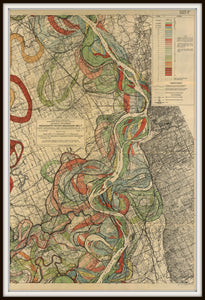Harold Fisk Mississippi River Map Sheet 5 In A Simple Black Frame