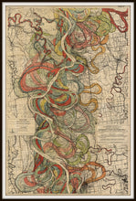 Load image into Gallery viewer, Harold Fisk Mississippi River Map Print Sheet 8 Framed In A Simple Black Metal Frame
