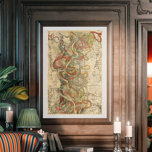 Harold Fisk Mississippi River Map Print Sheet 8 Framed Hanging In A Library